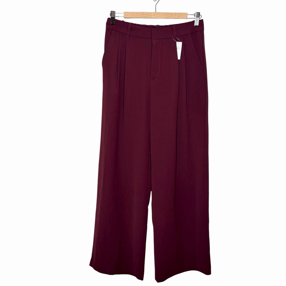 Gap 365 High Rise Trouser Burgundy Womens 4 Pleated Dress Pants Career Office